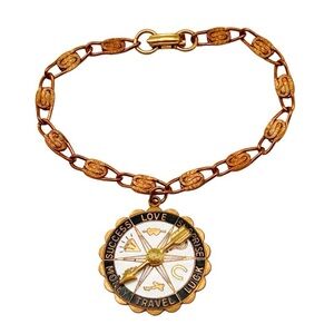 Vintage Sarah Coventry Charm Bracelet: Wheel of Fortune, Articulated Pendant